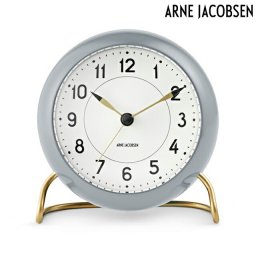 アルネ ヤコブセン 11cm クォーツ 電池式 置時計 ブランド メンズ レディース ARNE JACOBSEN AJ43674 アナログ グレー 白