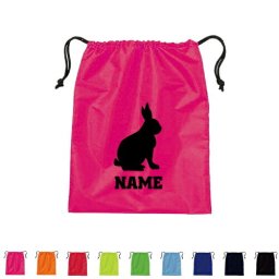 「うさぎ」巾着バッグ 名入れシューズバッグ 靴入れ 上履き入れ 巾着袋 部活 ウサギ 兎 Rabbit 習い事 文化部 卒団記念品 卒部祝い 卒団祝い 卒業記念品 卒業祝い 引退記念 体操着入れ ピクトグラム