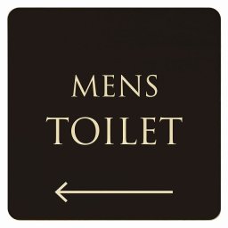 14x14cm トイレ 御手洗 TOILET トイレマーク ブラック ナチュラル MENS 左 矢印 文字タイプ ピクトサイン 木製ドアサイン ドアプレート インテリア 施設 案内