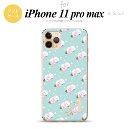 iPhone11ProMax iPhone11pro max スマホケース ソフトケース 花柄 バラ ドット 水色 +アルファベット メンズ レディース nk-i11pm-tp261i