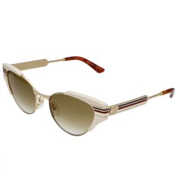 グッチ GUCCI サングラス アジアンフィット GG0522S 005 オーバル キャットアイ型 レディース アイボリー系＋ゴールド＋マルチカラー＋グリーン系