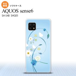 SH-54B SHG05 AQUOS sense6 スマホケース ソフトケース 花柄 ミックス A 青 メンズ レディース nk-sens6-tp272