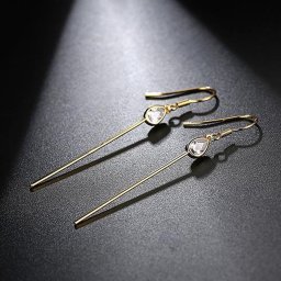 ピアス 両耳用 キュービックジルコニア 真鍮 ホワイト イエローゴールド シルバー フック ペア ドロップ 埋め込み 覆輪留め ぶら下がり ロング おしゃれ e17061511