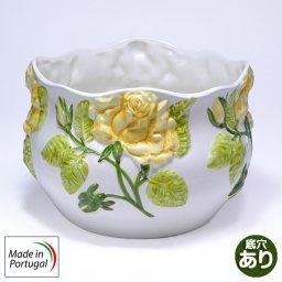 ☆ヨーロッパ ポルトガル製 陶器 植木鉢☆ガーデニング 底穴あり 直植え可 元気なきいろ 薔薇 植木鉢　pan-h234y
