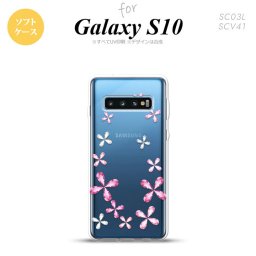 SC-03L SCV41 Galaxy S10 スマホケース ソフトケース 花柄 カット ピンク メンズ レディース nk-s10-tp076