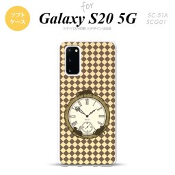 SC-51A SCG01 Galaxy S20 スマホケース ソフトケース 時計 チェック ベージュ メンズ レディース nk-s20-tp1222
