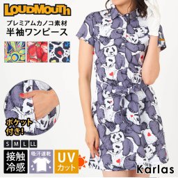 Loudmouth ラウドマウス ゴルフウェア ワンピース レディース 半袖 ミニ丈 プレミアムカノコ素材 吸汗速乾 UVカット 紫外線対策 接触冷感 敬老の日 プレゼント ギフト