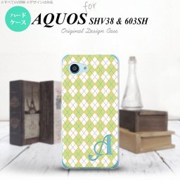 【SHV38】【スマホケース/スマホカバー】【アクオス セリエ ミニ】SHV38 スマホケース AQUOS SERIE mini ケース アクオス セリエ ミニ イニシャル アーガイル 緑×グレー nk-shv38-1407ini【メール便送料無料】