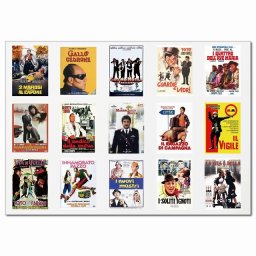イタリアンヴィンテージムービーポスター・Eグループ A4ステッカー 15柄 シール コラージュ 素材 映画 ポスター イタリアンコメディ マフィア 1960年代 日本製