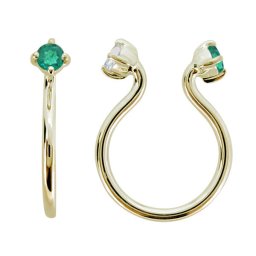イヤーカフ レディース フープ イヤリング おしゃれ 18k ノンホールピアス エメラルド リバーシブル ピンクゴールド 母の日 2024