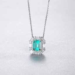 ネックレス グリーン シルバー925 シルバー 小豆 アズキチェーン 引き輪 エメラルドカット 4本爪 上品 エレガント 大人 きれいめ cn20090706