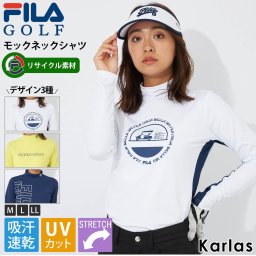 FILA GOLF フィラゴルフ ゴルフウェア シャツ 長袖 レディース モックネック ハイネック ブランド 秋 冬 吸汗速乾 ドライ UVカット ストレッチ 保温 防寒 スポーツ 紺 白 黄 ロゴ M L LL 2023fw REGULAR karlas