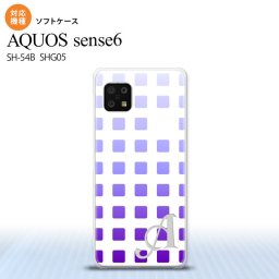 SH-54B SHG05 AQUOS sense6 スマホケース ソフトケース スクエア ドット 紫 +アルファベット メンズ レディース nk-sens6-tp1362i
