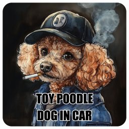 TOY POODLE トイプードル DOG IN CAR カーステッカー 犬 作業服 ちょい悪 13x13cm 正方形 防水 屋外 屋内 ドッグオンボード デカール