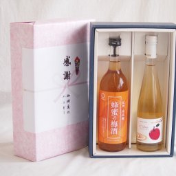 実りの秋の贈り物 感謝の贈り物ボックス 和歌山産南高梅と国産蜂蜜の梅酒と国産ワインセット(青森弘前産りんご使用 シードルワインやや甘口(京都府)500ml和歌山県 蜂蜜の梅酒12度 720ml