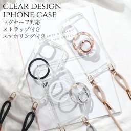 iphone13 ケース クリア ショルダー ストラップ付き iphone13mini iphone13Pro iphone13ProMAX マグセーフ magsafe リング付き 花柄 ハート ラメ入り アイフォン 13 13mini 13Pro 13ProMAX 肩掛け 調節可能 スマホショルダー 13ミニ 大人かわいい 韓国 落下防止 送料無料