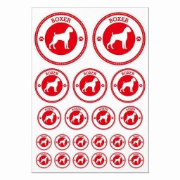 ドッグ ステッカー ボクサー レッド A4サイズ まとめて詰め合わせ 丸タイプ サイズ別 21枚セット 犬種別 シール カーステッカー 愛犬 キャンプ 持ち物 ドッグフード用 肉球マーク