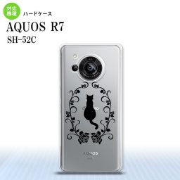 SH-52C AQUOS R7 スマホケース 背面ケース ハードケース 猫とバラ A 黒 2022年 7月発売 nk-r7-1142