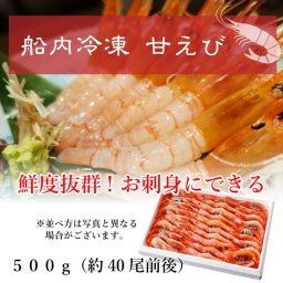 船内冷凍甘えび500g40尾前後 山陰日本海 鮮度抜群 お刺身にできる 兵庫県北部 山陰日本海【送料無料】【冷凍便】[新鮮/寿司ネタ/天ぷら/フライ/塩焼き/カルパッチョ/甘えび/アカエビ/赤えび/海老/エビ/えび/船上凍結]