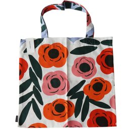 マリメッコ marimekko トートバッグ Ruukku ルーック ダークグリーン×ライトブルー×レッド 070940 530 北欧雑貨 北欧デザインネコポス 送別会 誕生日 お中元 結婚祝い 結婚式 彼女 娘 妻 女性 ギフト 高級 父の日 母の日 ホワイトデー