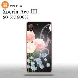 SO-53C SOG08 ワイモバイル Xperia Ace III スマホケース 背面ケースソフトケース 花柄 ミックス C 黒 2022年 6月発売 nk-so53c-tp283