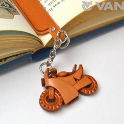 バイク チャームブックマーカー【レザー 本革 VANCA バンカクラフト革物語 国産 ハンドメイド 贈り物 即納】