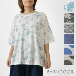 【SALE 20%OFF】【BARNDOOR バーンドア】20天竺 ドルマン 半袖 Tシャツ (1191190G)レディース 春 夏 カットソー 半袖 5分袖 北欧 ゆったり 体型カバー 薄手 涼しい ストレッチ ドット 水玉 アニマル 動物 カエル ナチュラル 服 30代 40代 50代 60代