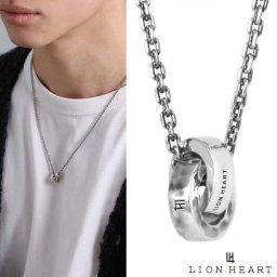 ライオンハート 槌目 ダブルリング ネックレス シルバー925 メンズ ブランド LION HEART