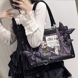 痛バッグ 痛バ レディース ショルダーバッグ PU デニムバッグ クリアバッグ 缶バッチ 推し活バッグ 透明バッグ 見せバッグ ビニールバッグ 蝶々