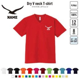 カモメ 名入れVネックドライTシャツ Vネック V首 ドライ素材 吸水速乾 スポーツ B系 ストリート系
