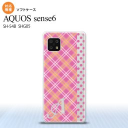 SH-54B SHG05 AQUOS sense6 スマホケース ソフトケース タータン ドット ピンク +アルファベット メンズ レディース nk-sens6-tp1532i