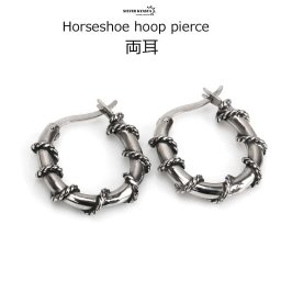 両耳 ロープが巻き付く ホースシューピアス フープピアス シルバー 馬蹄ピアス メンズ ステンレス 金属アレルギー対応 父の日 イヤリング 男性