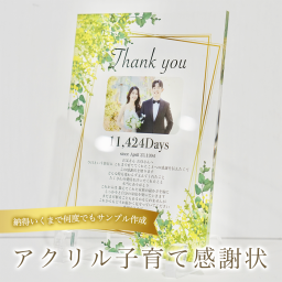 子育て感謝状　フォトパネル　ウェディング　結婚式　両親贈呈　名入れ　メッセージ対応　アクリルパネル　写真立て　フォトフレーム　卓上　クリスタル風　透明感　感謝ギフト　プレ花嫁　人気ギフト　結婚記念　思い出を残す　上品で華やか　感動セレモニー　記念日プレゼント　家族愛　感謝の証　大切な思い出　保存【A32】