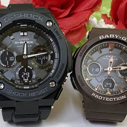 恋人たちのGショック ペアウオッチ G-SHOCK BABY-G  カシオ 2本セット 電波ソーラー GST-W100G-1BJF BGA-2510-5AJF ラッピング無料 手書きのメッセージカード クリスマス プレゼント 誕生日 御祝い還暦 銀婚式 結婚記念日 婚約