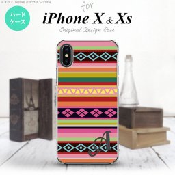 【iPhoneX】【スマホケース/スマホカバー】【アイフォンX】iPhoneX スマホケース ケース アイフォンX イニシャル エスニックボーダー ピンク nk-ipx-1561ini【メール便送料無料】