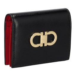 フェラガモ Ferragamo 財布 二つ折り財布 折りたたみ財布 小銭入れ付き 220627 770769 レディース ブラック+レッド系 本革 レザー