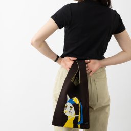 ニットトートバッグ 大きめマルシェサイズ 猫や犬デザイン 13.Black