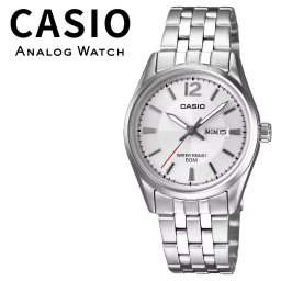 箱なし カシオ 腕時計 レディース シルバー アナログ デイデイト 50m防水 ビジネス CASIO 海外モデル プレゼント ギフト 成人 卒業 入学