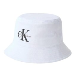 カルバンクライン Calvin Klein(CK) バケットハット ロゴ 刺繍 コットン モノグラム シンプル 帽子 UVカット 4G5020G 110 レディース メンズ ユニセックス ホワイト