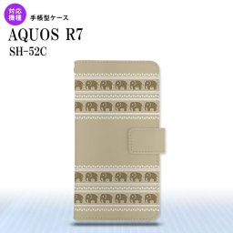 SH-52C AQUOS R7 手帳型スマホケース カバー エスニック ゾウ ベージュ  nk-004s-r7-dr692