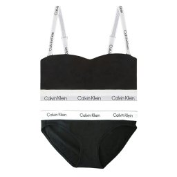 カルバンクライン Calvin Klein(CK) ブラ&ショーツ セット ロゴ 無地 ノンワイヤー アンダーウェア インナー 下着 QF8497+QF8520 004 レディース ブラック