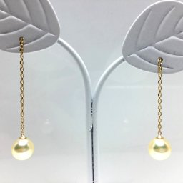 真珠 ピアス パール アコヤ真珠 チェーン 6.0mm シャンパンゴールド K18 イエローゴールド 66392 イソワパール