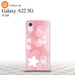 SC-56B Galaxy A22 スマホケース ソフトケース 花柄 サクラ C 白 ピンク +アルファベット メンズ レディース nk-a22-tp063i