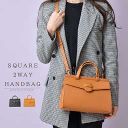ハンドバッグ ショルダーバッグ レディース 2way  PUレザー シボ加工 スクエア フェイクレザー プチプラ 肩掛け 軽量 鞄 女性 通勤 OL ギフト プレゼント かわいい 軽い 小さい こぶり 合成皮革 韓国 ブラウン ブラック 送料無料