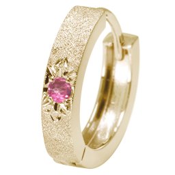 ピアス メンズ リング フープピアス 片耳 中折れ 18金 18k ゴールド 彫り ピンクトルマリン 誕生石 10月 父の日 2024