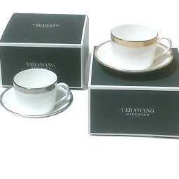 ウェッジウッドWEDGWOOD　レースプラチナ・レースゴールド　ティーカップ＆ソーサー　ペア【御結婚御祝・内祝・新築御祝・還暦御祝・御礼・寿・ギフト包装可能】
