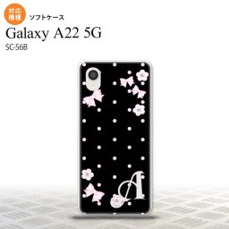 SC-56B Galaxy A22 スマホケース ソフトケース 花柄 ドット リボン 黒 +アルファベット メンズ レディース nk-a22-tp352i