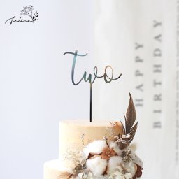 【 アクリル製 】Two ケーキトッパー シルバー  | 日本製 誕生日 ケーキ バースデー スマッシュ 成長記録 おしゃれ 赤ちゃん インスタ デコレーション お祝い 金 かわいい インスタ映え 二歳 飾り
