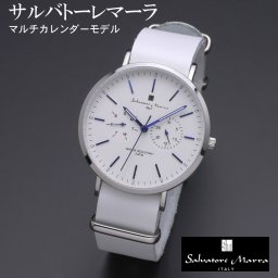 【送料無料】（お取り寄せ）腕時計 メンズ レディース アナログ Salvatore Marra サルバトーレマーラ マルチカレンダー 3気圧防水 レザーベルト SM15117-SSWHBL本革レザー ブランド 人気 シンプル ウォッチ カジュアル フォーマル[SM15117-SSWHBL]
