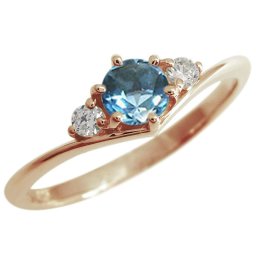 ブルートパーズ V字リング シンプルリング 婚約指輪 K18